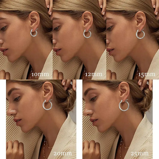 FLORIDECO Women’s & Men’s 10-Pair Stainless Steel Huggie Earring Set Pack, Dainty Lightweight Gold & Silver Mix Fashionable Circular Hoops for Daily Wear