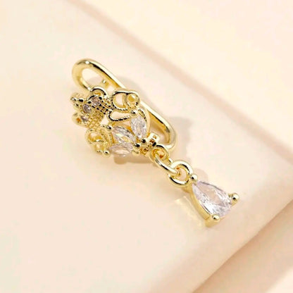 Bohemian Sexy Style Fake Nose Ring, Silver Color Cubic Zirconia, No Piercing Required, Fashion Hip Hop Accessory, Body Jewellery