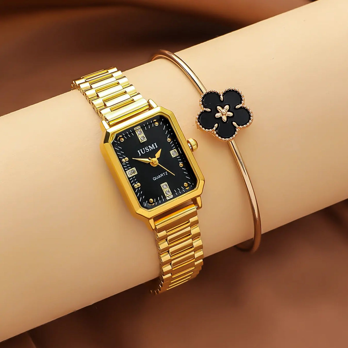 6pcs/set Vintage Elegant Jewelry Set with Clover Elements, Includes Watch Necklace Bracelet Earrings Ring for Daily Wear, Fashionable Jewelry Set, Jewelry Gift Set, Jewellery Gift Set