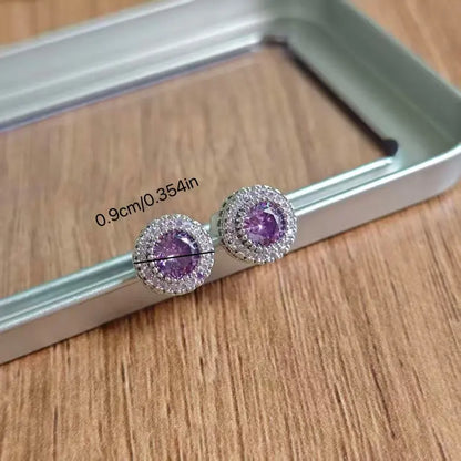 Women's Bling Sparkle Shine Ear Studs - Retro Look Round Zircon Starburst Rhinestone Jewelry, Unisex Fit Cool Costume Accessories, Holiday Gift Ready