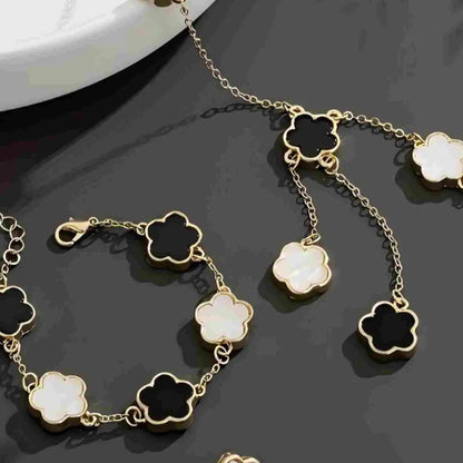Five-Petal Flower Necklace Earrings Bracelet Set, Fashion Jewelry for Women, Perfect Gift for Valentine's Day Birthday, Jewelry Sets