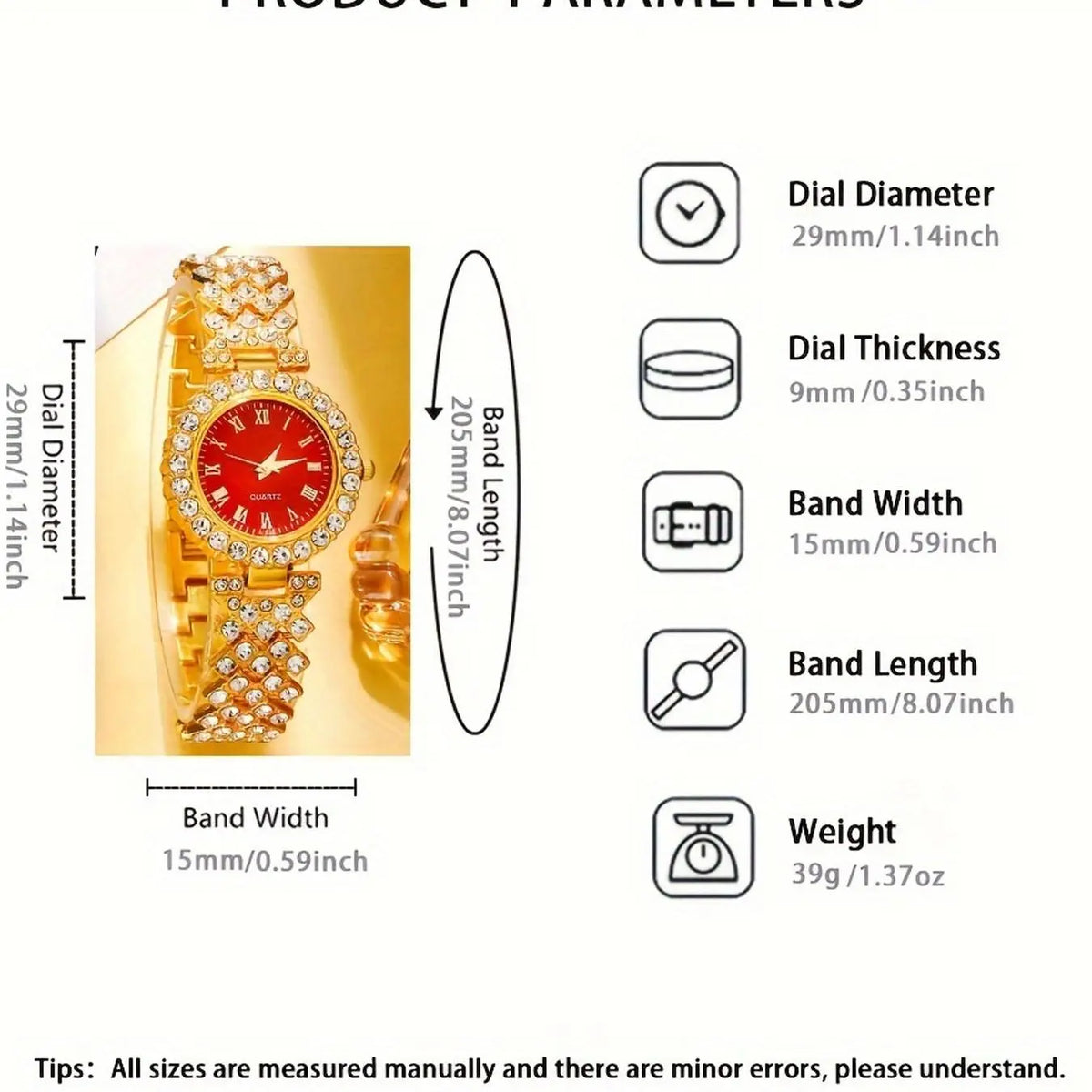 Women's Elegant Fashion Watch & Matching Jewelry Set, Including Round Dial Analog Quartz Watch & Heart Shaped Pendant Necklace & Earrings & Ring, Glamour Set