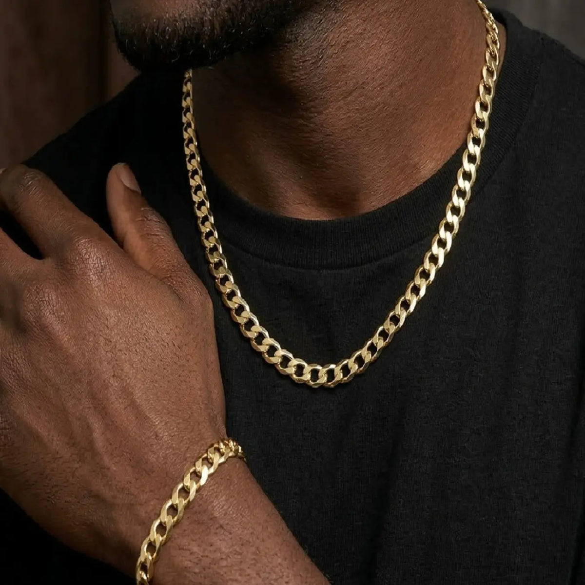 2pcs/Set Men's Minimalist Solid Color Stainless Steel Cuban Link Necklace And Bracelet, Hip-Hop Fashion Jewelry, Fashionable Jewelry Set, Versatile Accessory, Elegant Jewelry, Christmas, Valentine's Day, New Year Holiday Gift