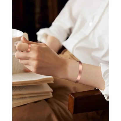 Pure Copper Bracelet & Ring for Women Men, 99.99% Solid  Copper Cuff Bangle, Adjustable   with  Box