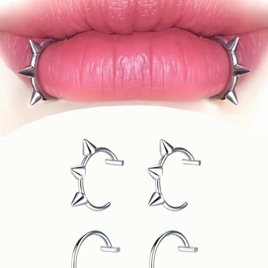 Gothic Stainless Steel Fake Lip Ring, Vampire Tooth Design, Plain Pattern, Unisex Costume Jewelry, Mouth Jewelry for Cosplay, Halloween and Parties, Suitable for All Seasons