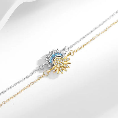 Sun Moon Matching Jewelry Set for Couples Adjustable Matching Sun and Moon Magnetic Necklace Magnetic Bracelet Ring Set Couple Jewelry Gifts for Him and Her, Party, Love & Back to School