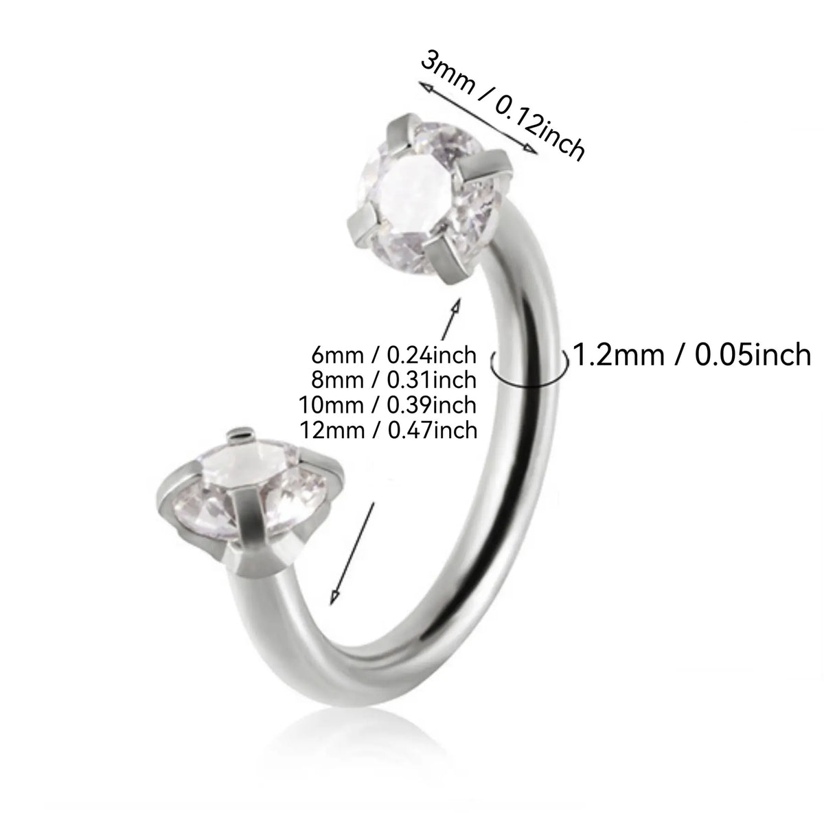 2pcs Horse Shoe Nose Rings/Studs 16G Internal Threaded Stainless Steel Alloy CZ Nose Rings, Body Piercing Jewelry, Includes Piercing Tool, Suitable For Lip, Eyebrow, Ear Cartilage, Earlobe, Nose Piercing