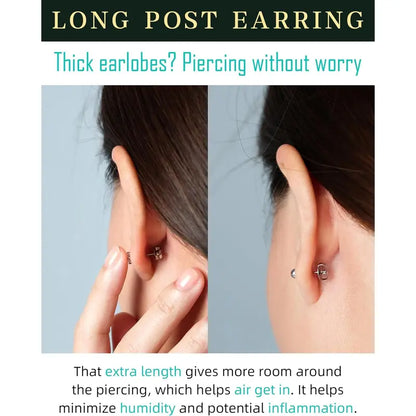 5 Pairs Stainless Steel Stud Earrings Set - Inlaid Shiny White Zirconia, Ear Cartilage Piercing Jewelry