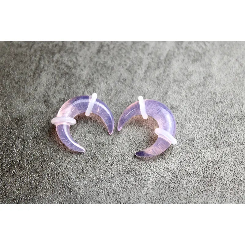 Pink Opalite Pinchers – 2mm–7mm Ears or Septum - Iridescent Glass Gauge
