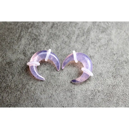 Pink Opalite Pinchers – 2mm–7mm Ears or Septum - Iridescent Glass Gauge
