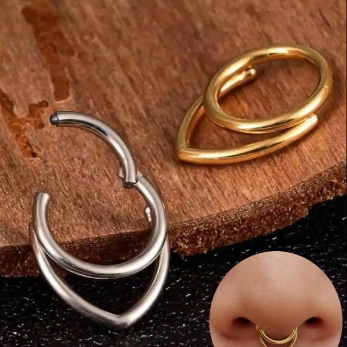 316L Stainless Steel V-Shaped Septum Ring, Helix Pierced Ring, Hypoallergenic Piercing Jewelry, Anti Tragus Jewelry, 16g, Suitable for Septum Nose Helix Tragus Cartilage, Unisex, Piercings Jewelry