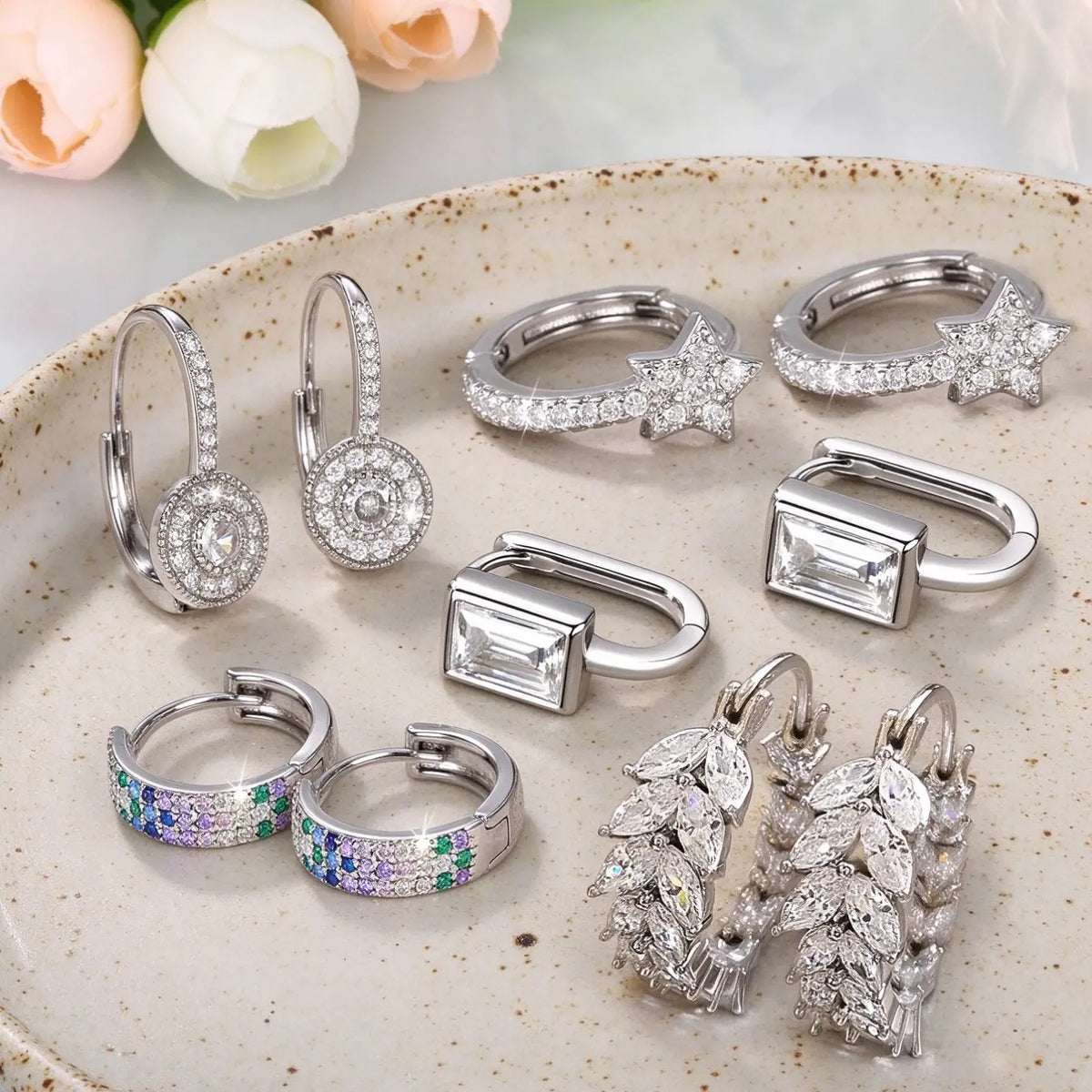Women's Elegant Butterfly & Heart Design Hoop Earrings, Exquisite Hoop Earrings, Trendy All-match Jewelry As Gift for Daily & Party Decor