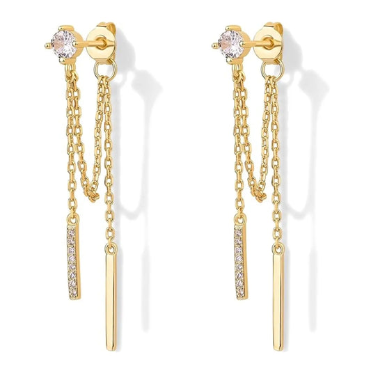 Drop Dangle Chain Earrings for Women Chain Dangles Dangling Chain Studs Cubic Zirconia Ball Cz Earrings Threader Earscapes Earrings Versatile Earrings High Quality Earrings Fashion Jewelry Gift Fashionable Jewelry
