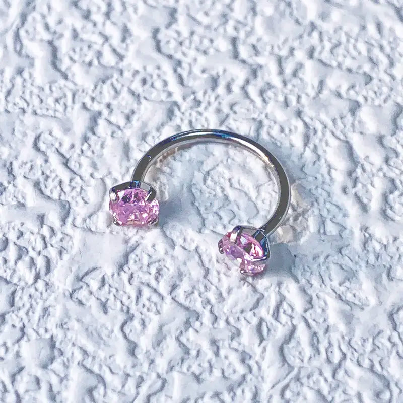 20G(0.8mm)/18G(1.0mm) 8mm Horseshoe Nose Hoop Internally Threaded Gems Nose Ring with Free Ball Holder | Caution: Avoid Overtightening; Pre-Tighten with Provided Tool then Complete Tightening by Hand