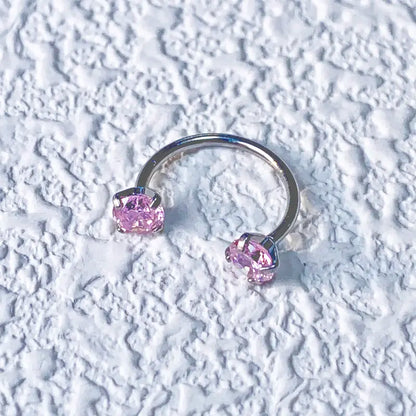 20G(0.8mm)/18G(1.0mm) 8mm Horseshoe Nose Hoop Internally Threaded Gems Nose Ring with Free Ball Holder | Caution: Avoid Overtightening; Pre-Tighten with Provided Tool then Complete Tightening by Hand