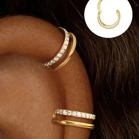 2pcs Small Cartilage Double-hoop Helix Conch Piercing Earrings with Cubic Zirconia for Women Trendy Stainless Steel Sets Piercing Jewelry 16gauge 8mm, Earring Stack Shining Earrings Sparkling Ear Jewelry