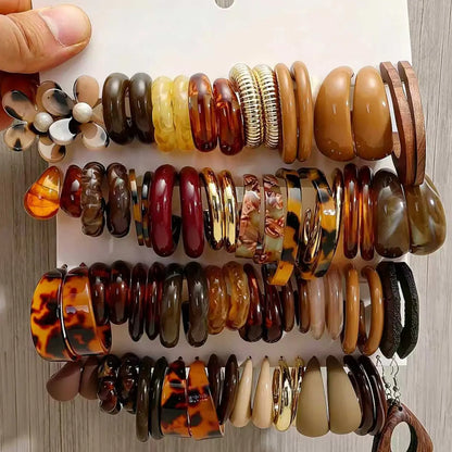 37 Pairs Fashionable Maillard Color Exaggerated Artistic Earrings, Unique Acrylic Resin C-Shaped Dangle Earring Set, Stylish Jewelry Collection