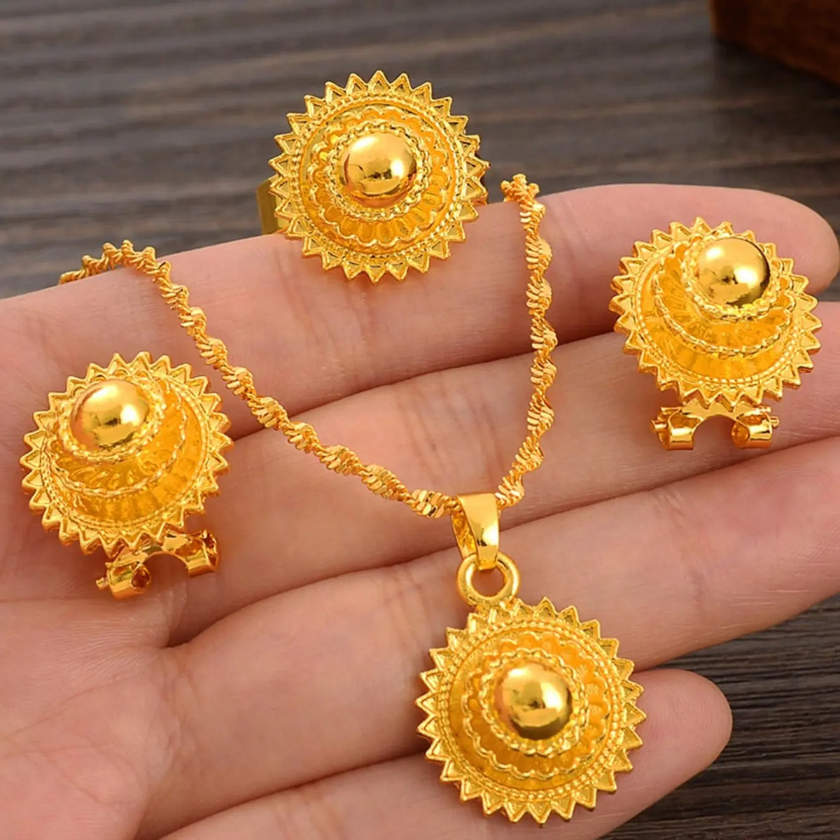 Three-Piece Matching Jewelry Set – Necklace, Earrings, Ring, Elegant Ethnic Design, Perfect for Weddings, Parties, Carnivals, Bridal Gift, Jewellery Gift Set
