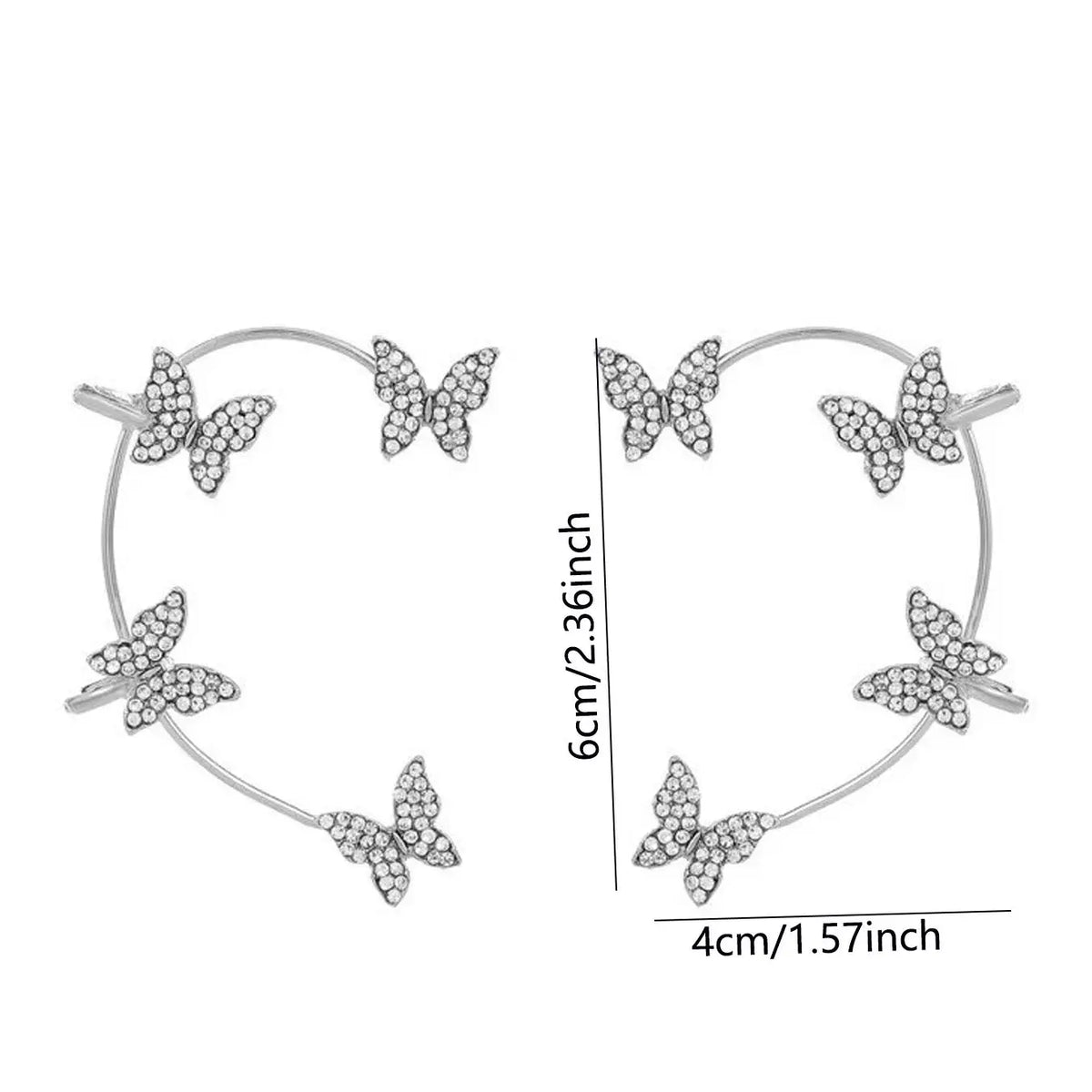 Rhinestones Butterfly Design Ear Wrap, Elegant Ear Jewelry for Women & Girls, Trendy All-match & Exquisite Jewelry for Birthday Gift, Ear Cuffs, Earring