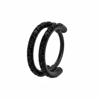 OUFER 20G Hinged Segment Nose Ring, 316L Stainless Steel CZ Double Hoop Nose Piercing for Daily Wear, Non Tarnish Noserings for Women