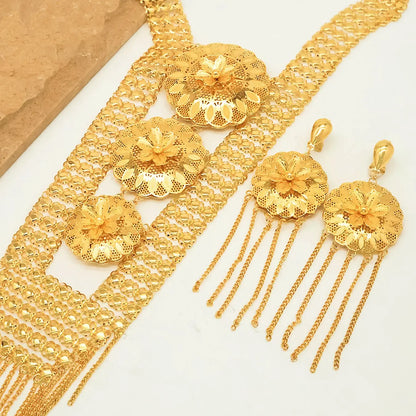 Women's Matching Jewelry Set Necklace Bracelet Earring Vintage Retro Design, Elegant Jewelry Gift for Women & Girls, Perfect for Daily Wear