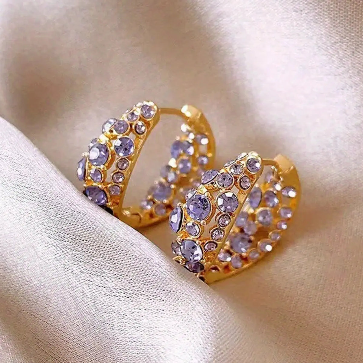 Elegant Women's Zircon Hoop Earrings, Trendy Jewelry, Statement Earrings, Fashionable Geometric Design, Perfect for Daily Wear, Parties, Anniversary Gifts, Jewelry Accessories, Ear Hoops