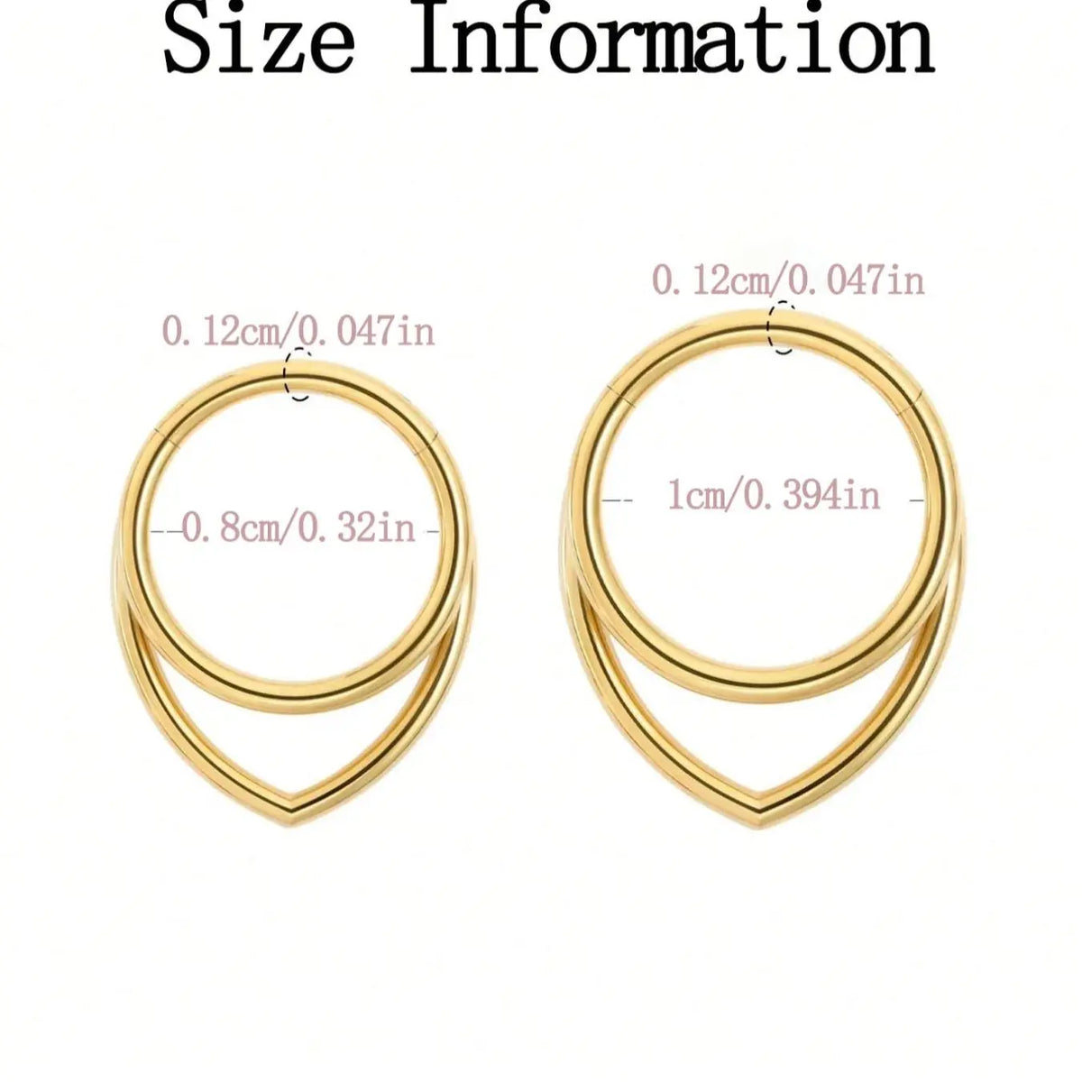 316L Stainless Steel V-Shaped Septum Ring, Helix Pierced Ring, Hypoallergenic Piercing Jewelry, Anti Tragus Jewelry, 16g, Suitable for Septum Nose Helix Tragus Cartilage, Unisex, Piercings Jewelry
