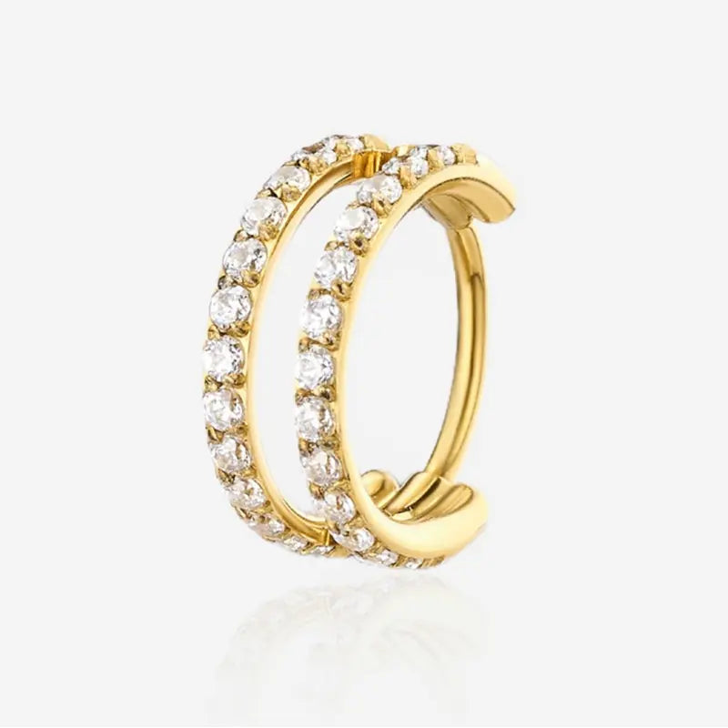 OUFER 20G Hinged Segment Nose Ring, 316L Stainless Steel CZ Double Hoop Nose Piercing for Daily Wear, Non Tarnish Noserings for Women