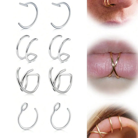 Fake Lip Piercing, Fake Lip Ring, Fake Nose Ring, Fake Snake Bites, Faux Lip Rings, Fake Snake Bite Piercing Clip, Lip Ring, Ear Cuff Earrings, Spiral Nose Ring, Nose Ring Jewelry, Non Piercing Jewelry, Body Jewelry