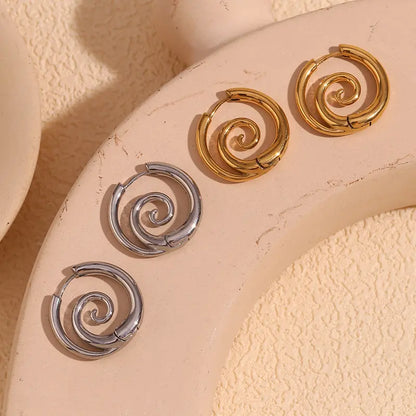 Oufer Spiral 316L Stainless Steel Faux Stretched Clicker 2PCS Earrings Set - Non-Tarnish, Casual, Alt Fashion Earrings for Women