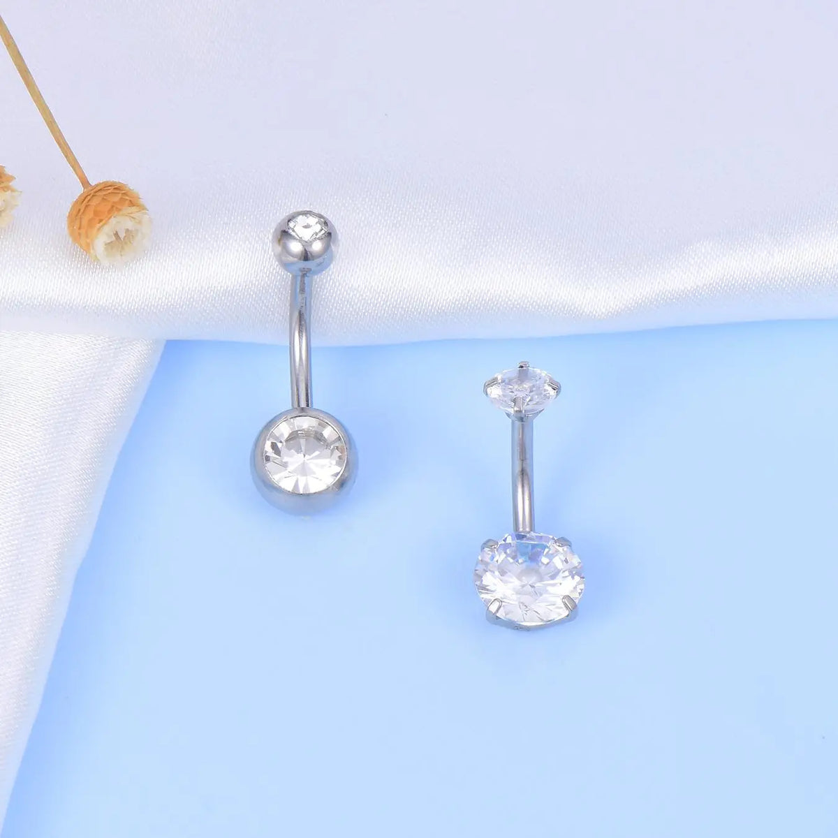 Rhinestone Decorated Navel Ring, Belly Button Rings, Navel Piercing Jewelry, Stainless Steel Body Jewelry, Body Jewellery for Women & Men, Daily Clothing Decor