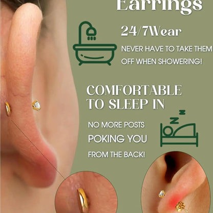 1 Set 16G 18G Flat Back Stud Earrings for Women Men Hypoallergenic Stainless Steel Internal Thread Stud Piercing Jewelry for Tragus Helix Cartilage Conch Nose Lip Labret Medusa Piercings