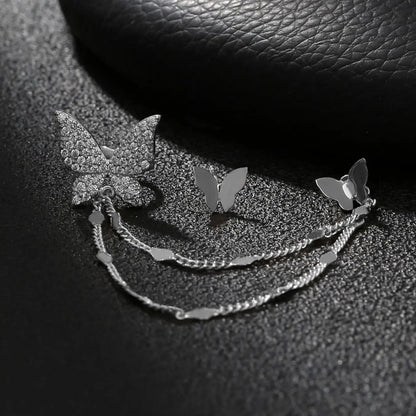 Fashion Tassel Design Dangle Earrings, Butterfly Design Stud Earrings, Casual Jewelry for Women