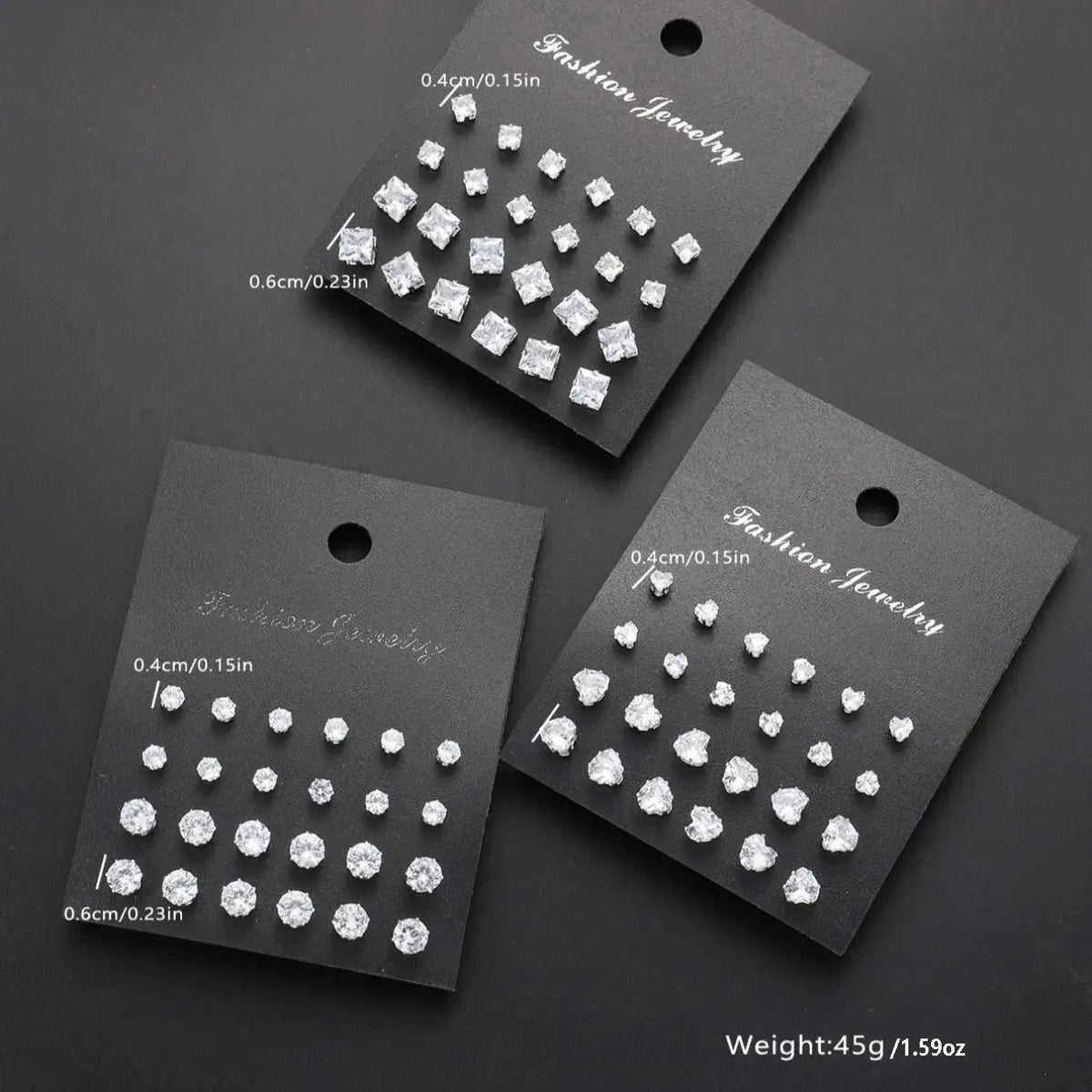 Zircon Heart and Square Stud Earring Set, Sparkling Zircon, Unisex Jewelry Gift for Men and Women, Ideal for Christmas, Halloween and Valentine's Day, Artificial Zircon Earrings, Earrings Studs, Stud Earring Pack