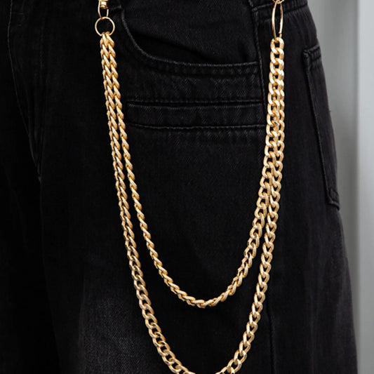 Men's Double Layer Pants Chain, Casual Pants Chain for Jeans Trousers, Pants Chain for Party, Daily Clothing Decor, Pants Chain for Gift, Adjustable Waist Chain, Waist Chain Accessory, Body Jewelry