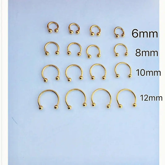 16g gold color horseshoe, hoop ring, tragus helix cartilage conch daith lip septum ball end
