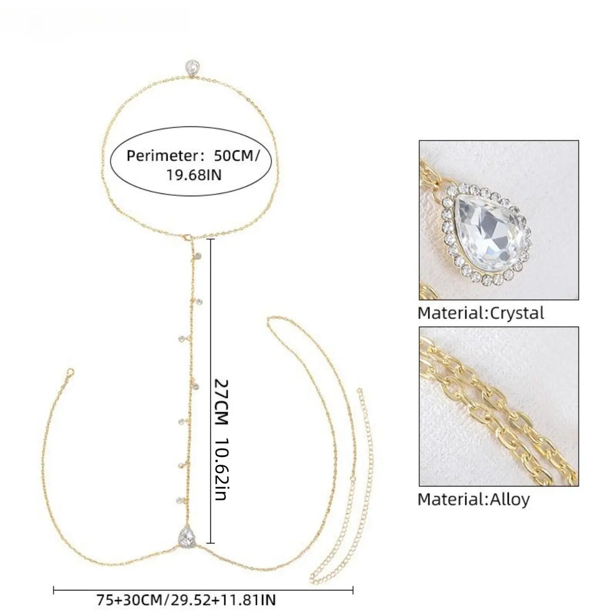 Rhinestone Decor Back Chain Necklace, Bling Chain, Fashion Body Jewelry for Party, Daily Clothing Decor, Trendy All-match & Exquisite Jewelry for Birthday Gift