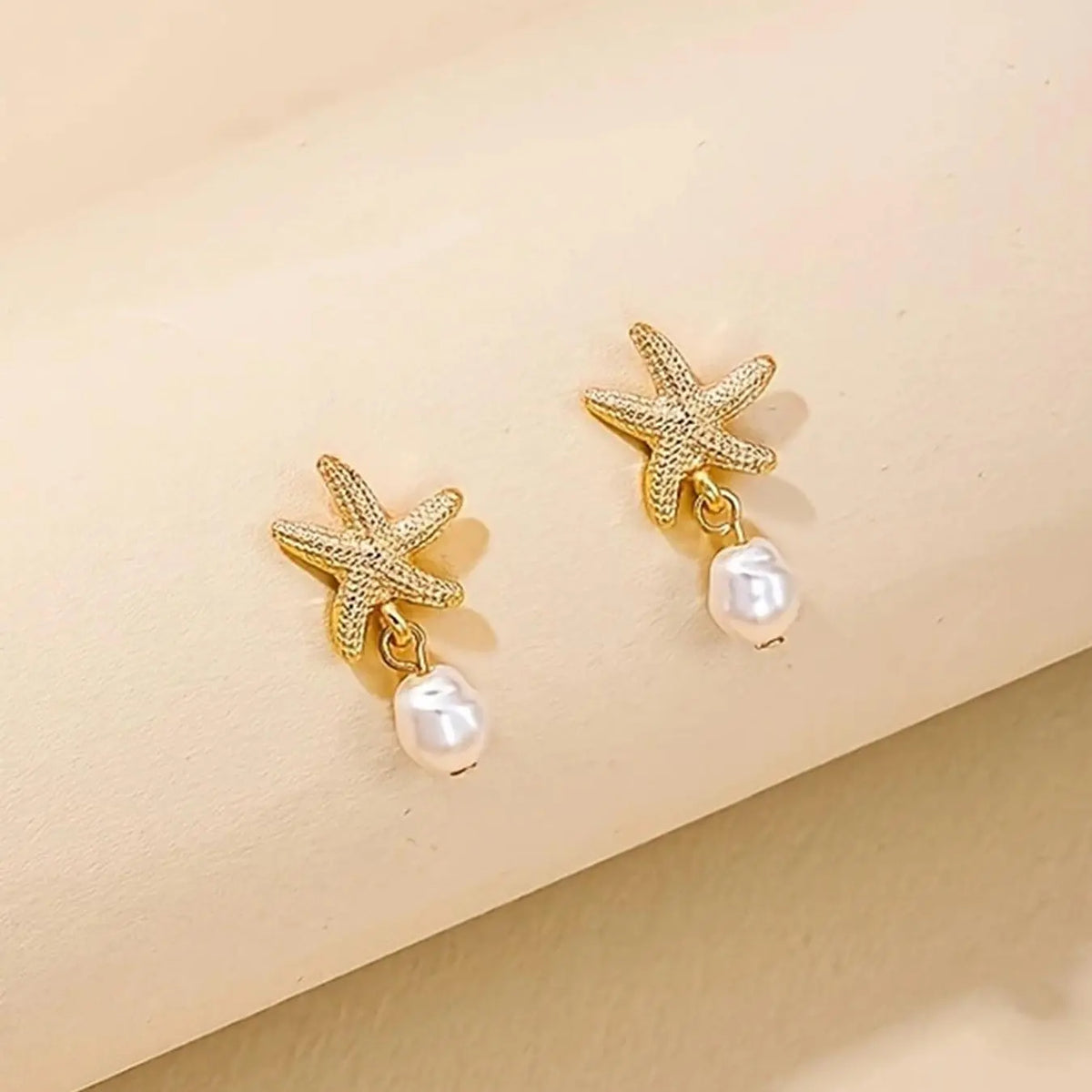Starfish & Faux Pearl Decor Dangle Earrings, Stylish Jewelry for Women, Trendy All-match & Exquisite Jewelry for Birthday Gift, Trendy Fashionable Accessories, Beachy Earrings, Earrings Dangling