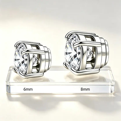 Unisex Stainless Steel Magnetic Stud Earrings Set, 6MM 8MM CZ Non‑Piercing Fake Piercing Earrings, Reusable No Pierced Jewelry for Adult Men Women, Summer Style Daily Wear Accessories`