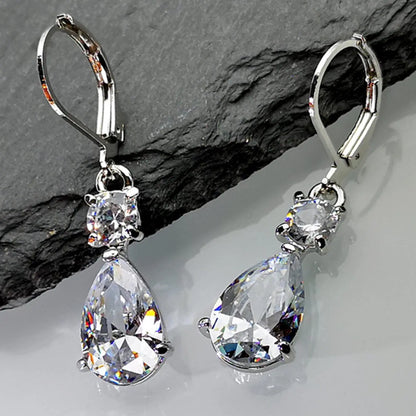 1 Pair Elegant Water Drop Shaped Dangle Earrings, Fashion Artificial Zircon Drop Earrings, Casual Jewelry for Women, Daily Gift Earrings