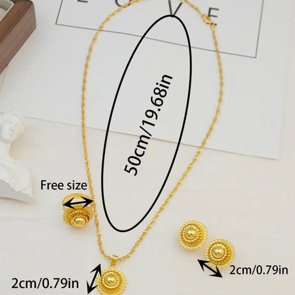 Three-Piece Matching Jewelry Set – Necklace, Earrings, Ring, Elegant Ethnic Design, Perfect for Weddings, Parties, Carnivals, Bridal Gift, Jewellery Gift Set