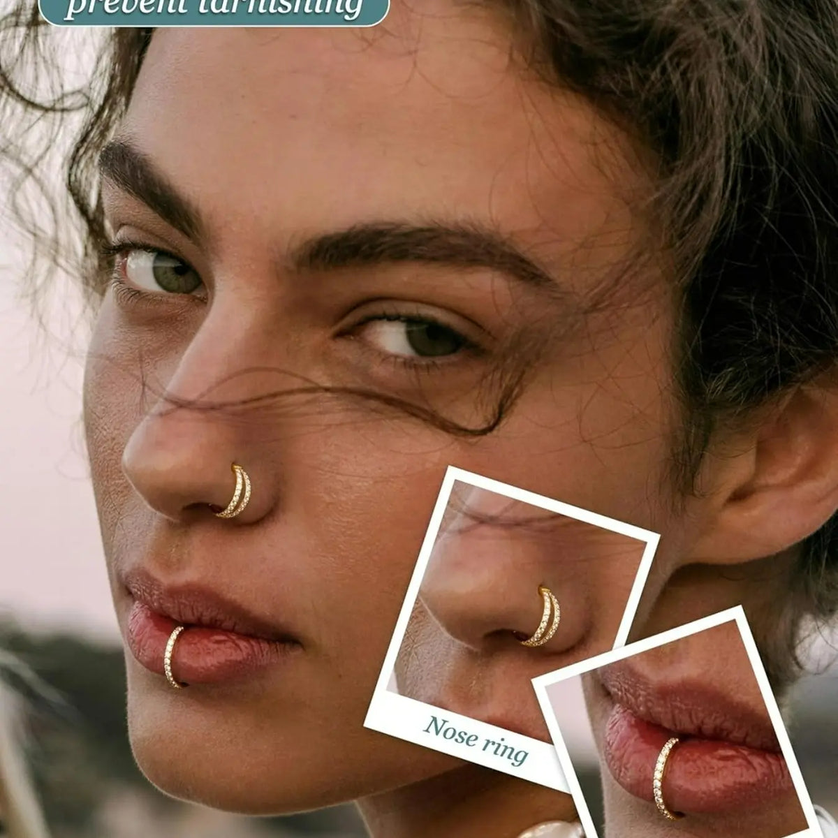 4PCS 18G Nose Rings Hoops Nose Jewelry, Surgical Steel Earrings Tragus Septum Piercing CZ Clicker Ring, Hinged Segment Conch Lip Cartilage Double Hoops 8mm 10mm for Women Men