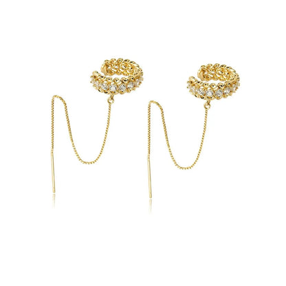 Women's Elegant Rhinestone & Chain Design Ear Cuff, Exquisite Long Thread Earrings, Chic Gorgeous Jewelry As Gift for Girlfriend, Trendy Jewelry, Ear Accessories, Trendy Fashionable Accessories