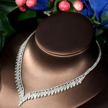 Women's Elegant Rhinestone Decorated Jewelry Set, Exquisite Trendy Necklace & Earrings & Ring & Bracelet, Chic Jewelry Set for Party & Wedding, Fashion Jewelry Set