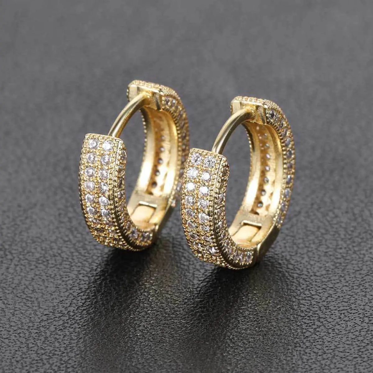 Unisex Hip Hop Hoop Earrings, Statement Hoops Earrings, Fashionable Hoop Earrings, Copper in Silver Color with CZ Pavé, Elegant Street Fashion Jewelry, Copper Zirconia, Cz Stones Earrings