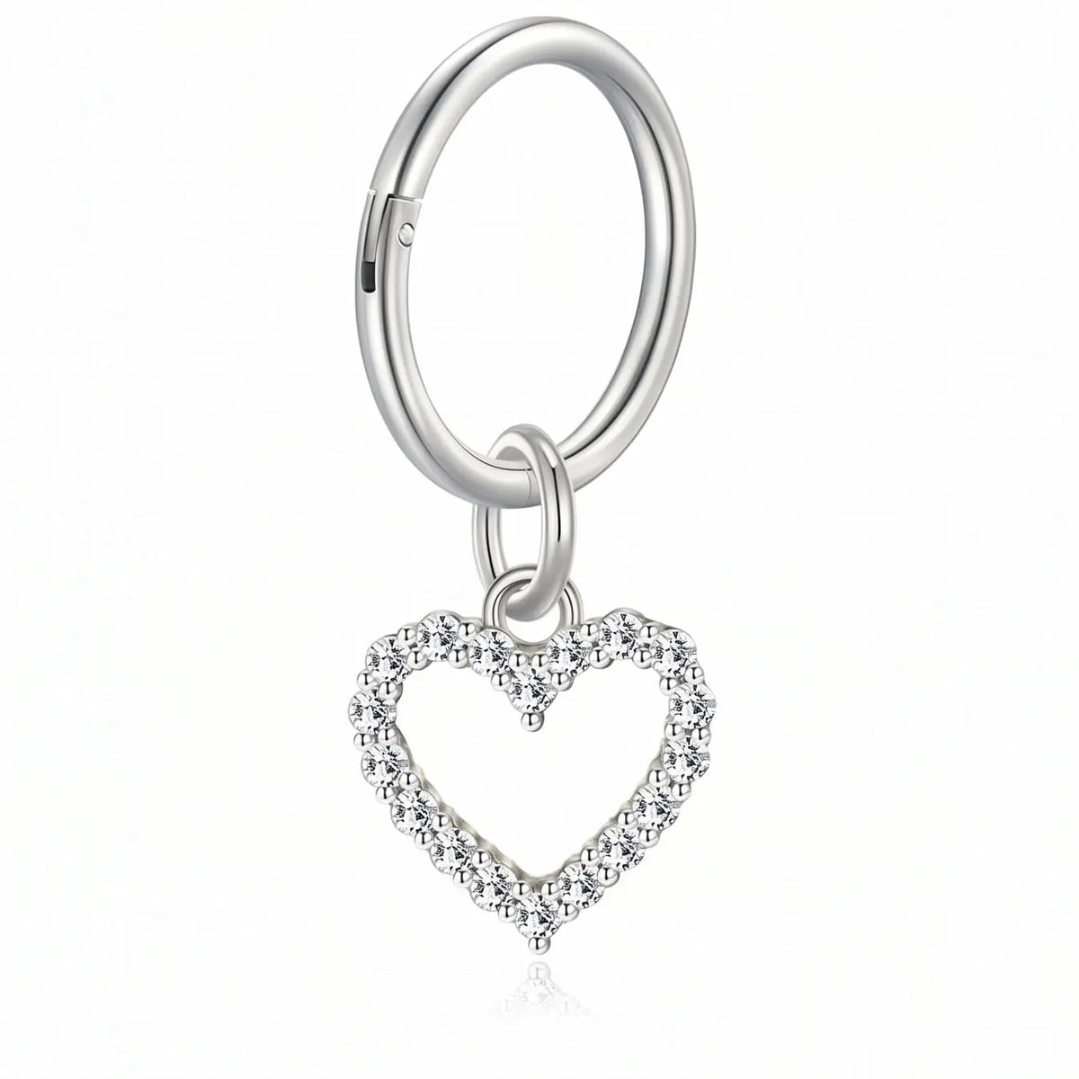 Hypoallergenic Clicker Belly Button Ring, 14G Heart Dangle Belly Navel Ring for Women, Surgical Steel Navel Belly Button Piercing Jewelry, Cute Belly Button Rings