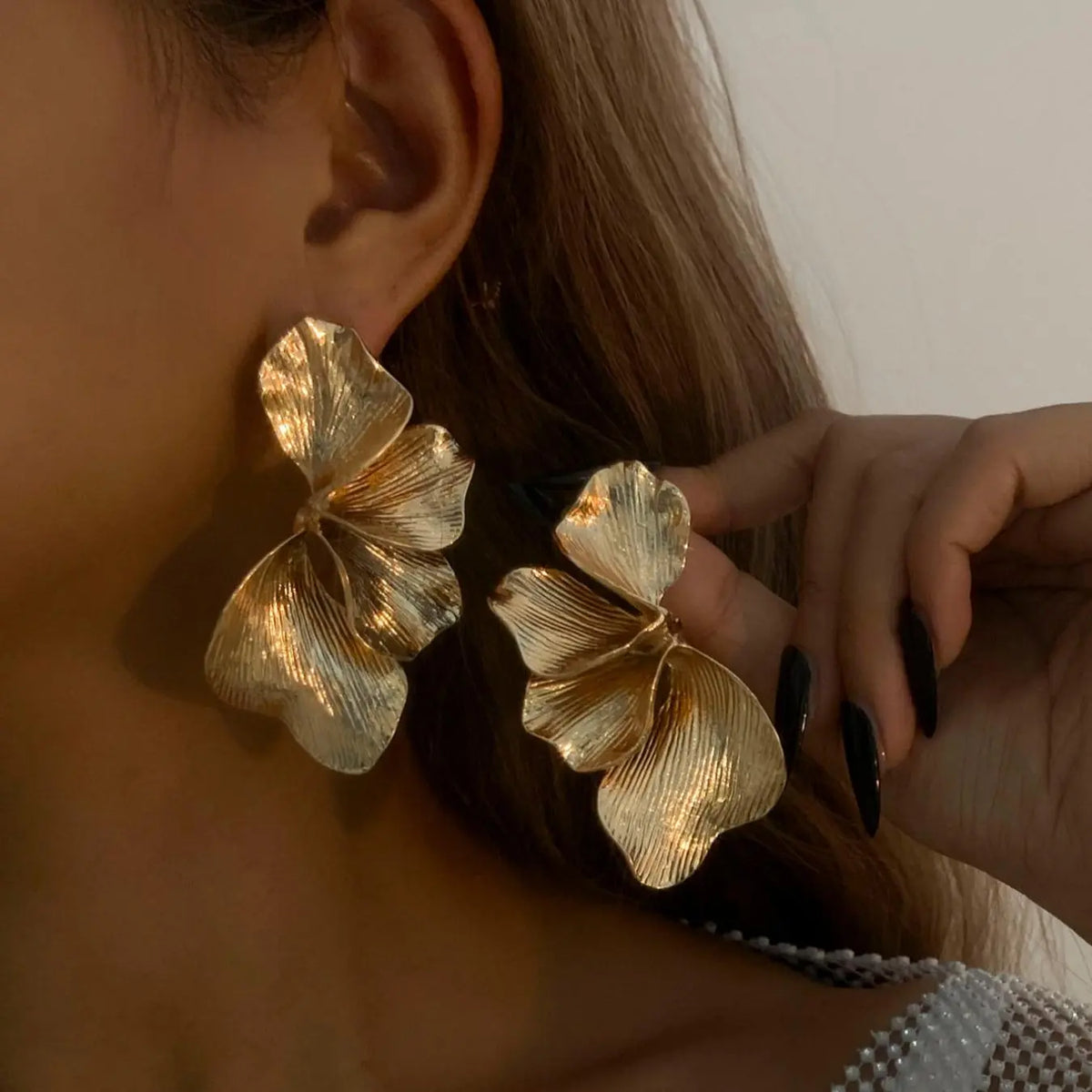 Fashionable Metal Flower Design Dangle Earrings, Statement Earrings, Chic Gorgeous Jewelry, Stylish Jewelry, Fashion Jewelry for Party, Daily Clothing Decor, Trendy All-match & Exquisite Jewelry for Birthday Gift, Lightweight Earring