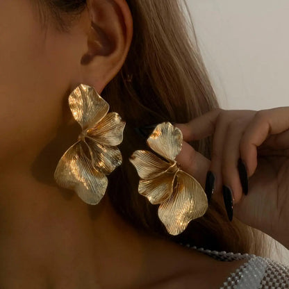 Fashionable Metal Flower Design Dangle Earrings, Statement Earrings, Chic Gorgeous Jewelry, Stylish Jewelry, Fashion Jewelry for Party, Daily Clothing Decor, Trendy All-match & Exquisite Jewelry for Birthday Gift, Lightweight Earring