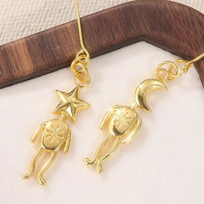 Vintage Star Moon Earrings, Good Earrings, Simple Creative Women's Party Vacation Metal Earrings, Jewelry Accessories, Retro Design Ear Studs Valentine's Day, Anniversary Gift Daily Vacation Gift