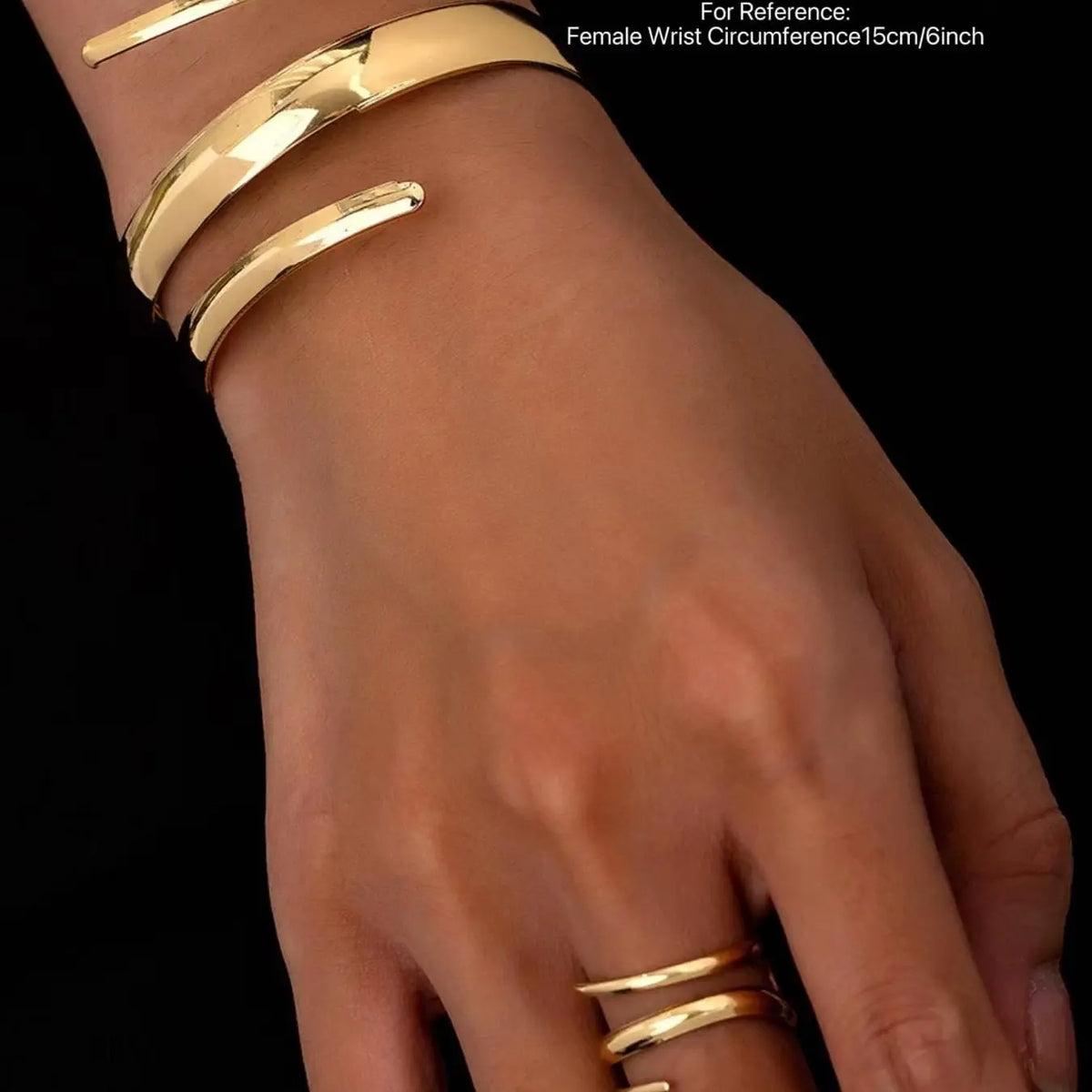 Women's Elegant  Geometric Line Design Cuff Bangle & Ring, Exquisite Trendy Ring & Bangle, Fashionable Matching Jewelry Set for Women As Gift Cuff Bracelet Set Bangles Set